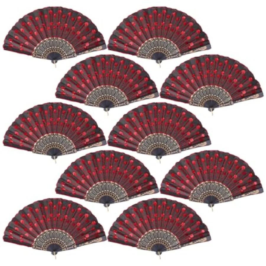 

Fabric Folding Handheld Fans, Perfect for Weddings, Parties, and Dancing