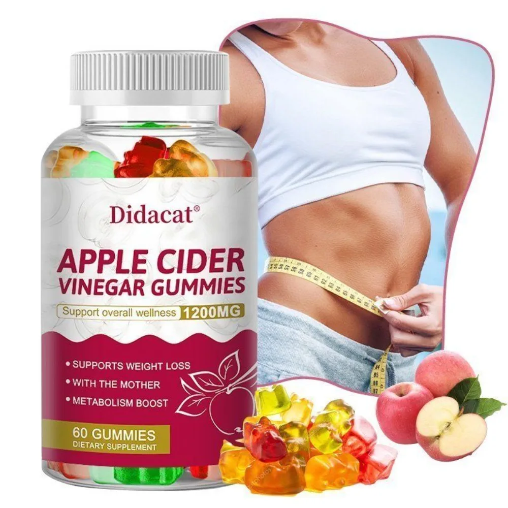 Apple Cider Vinegar Gummy Vitamins, Gluten-Free, Vegan & Non-GMO, Support Normal Energy Levels & Gut Health
