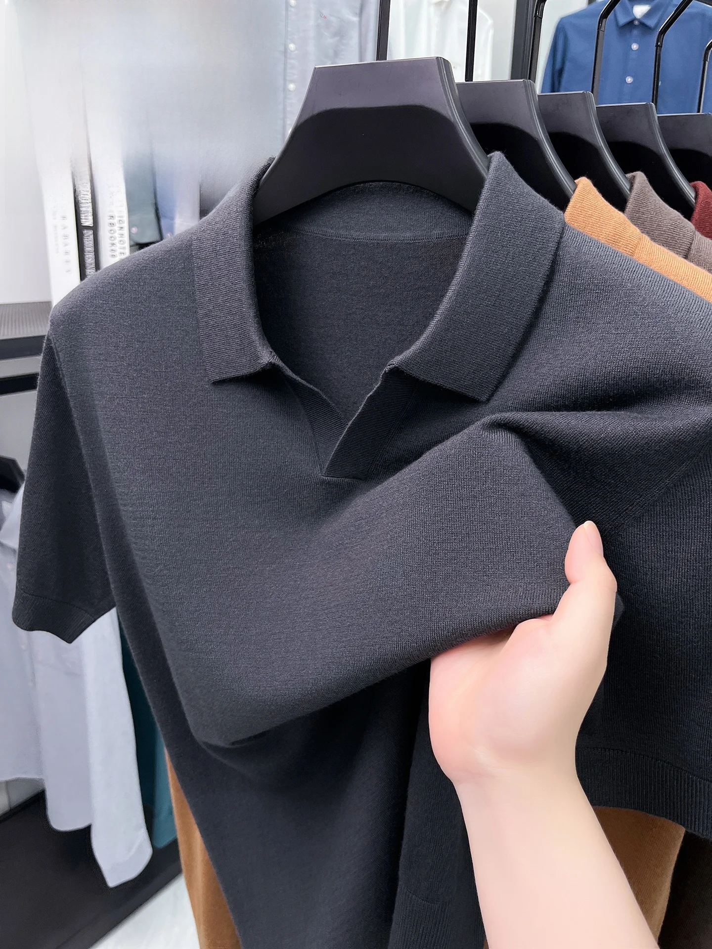 

Pierre Cardin Men's Knitted Wool Sweater ort Sve Turn-down Collar Base irt Casual Faion Ci Walk Spring Autumn