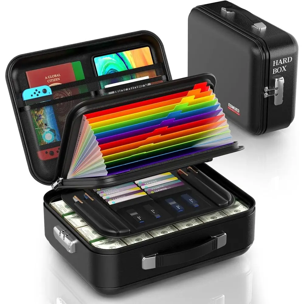 

Combination-Locked Document Box for Safekeeping Documents, Certificates, Laptops, and Passports