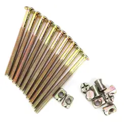 10pcs M6 6mm Carbon Steel Furniture Bolts Barrel Nuts Dowel Nut Connector Fasteners Fix Up Tools