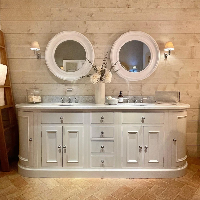 

Creative bathroom cabinet combination American light luxury floor-to-ceiling European washbasin toilet marble vanity