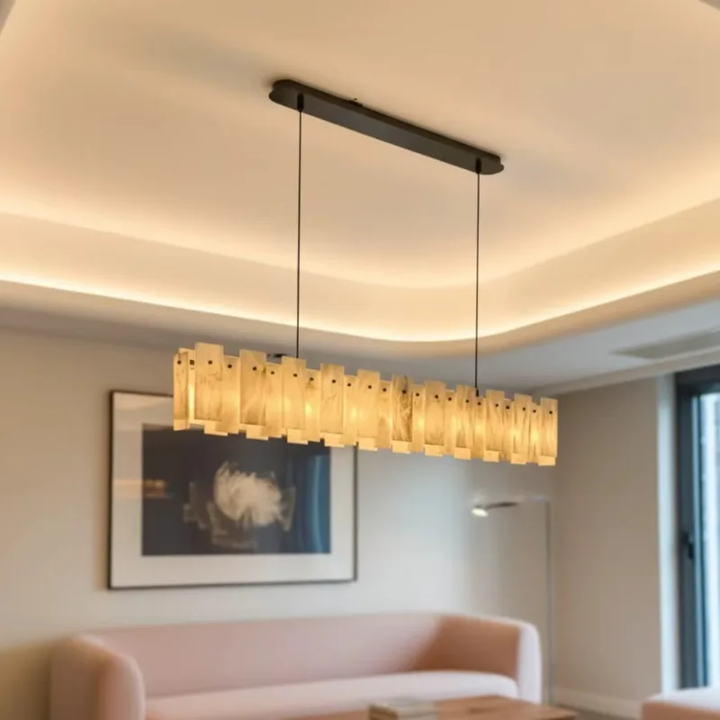 Home Chandelier High Ceiling All-copper Marble Chandeliers Living Room Pendant Light For Dining Room Table Kitchen Island Bar