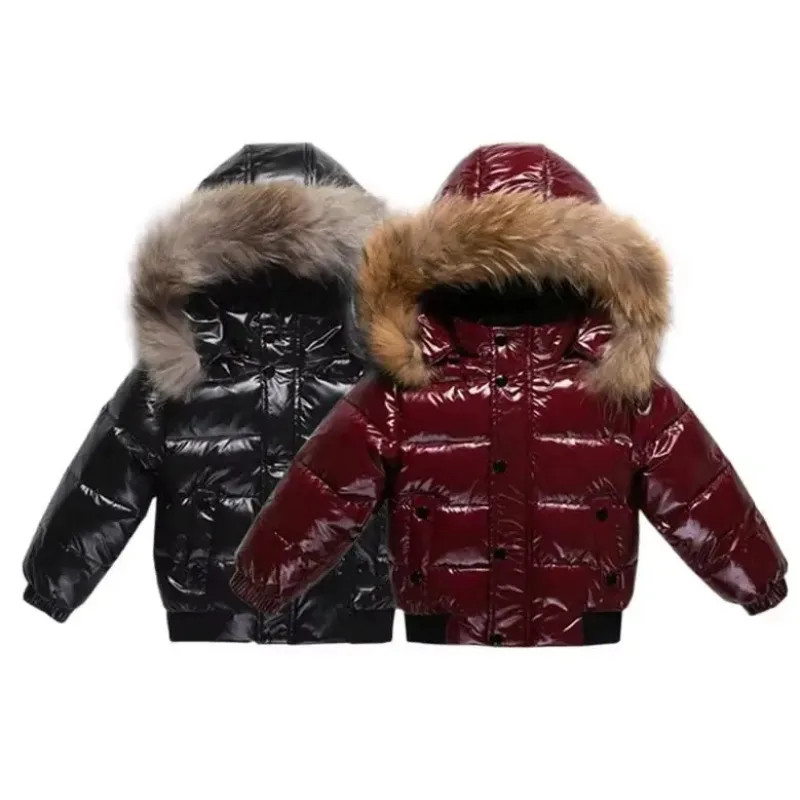 BELLBELL Winter 1-8Yrs Kids Boys Parka Snowsuit Babys Girl Down Jacket Waterproof Shiny Real Fur Thicken Warm Boy Outerwear Coat