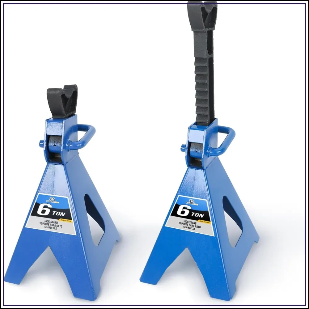 Soportes de Acero Resistentes de 6 Toneladas (12,000 LBs), Altura Ajustable de 14.6"-24", 1 Par para Garaje y Taller de Reparaciones