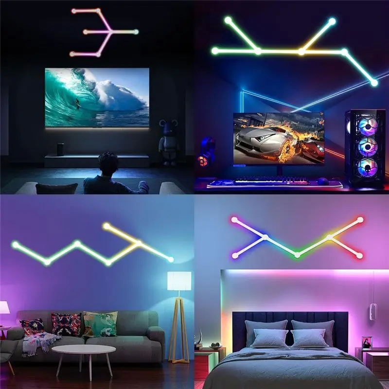 ABMH-USB Smart Wall Light RGB LED Light Bars 16 Million Color Dimmable Music Sync DIY Home Decor Light Bars