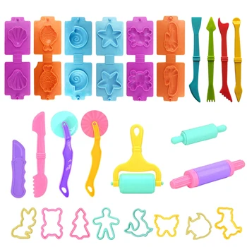 Kit de herramientas para masa de juego para niños, varios moldes de animales, cortadores con forma de concha de océano, pasadores, moldes de plastilina, accesorios de arcilla, 4-25 Uds.