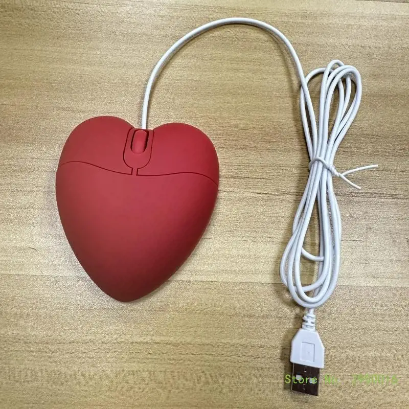 Game Mouse USB Corded Functional Red Heart Mouse Lovely for Gamers Girls Office Needs