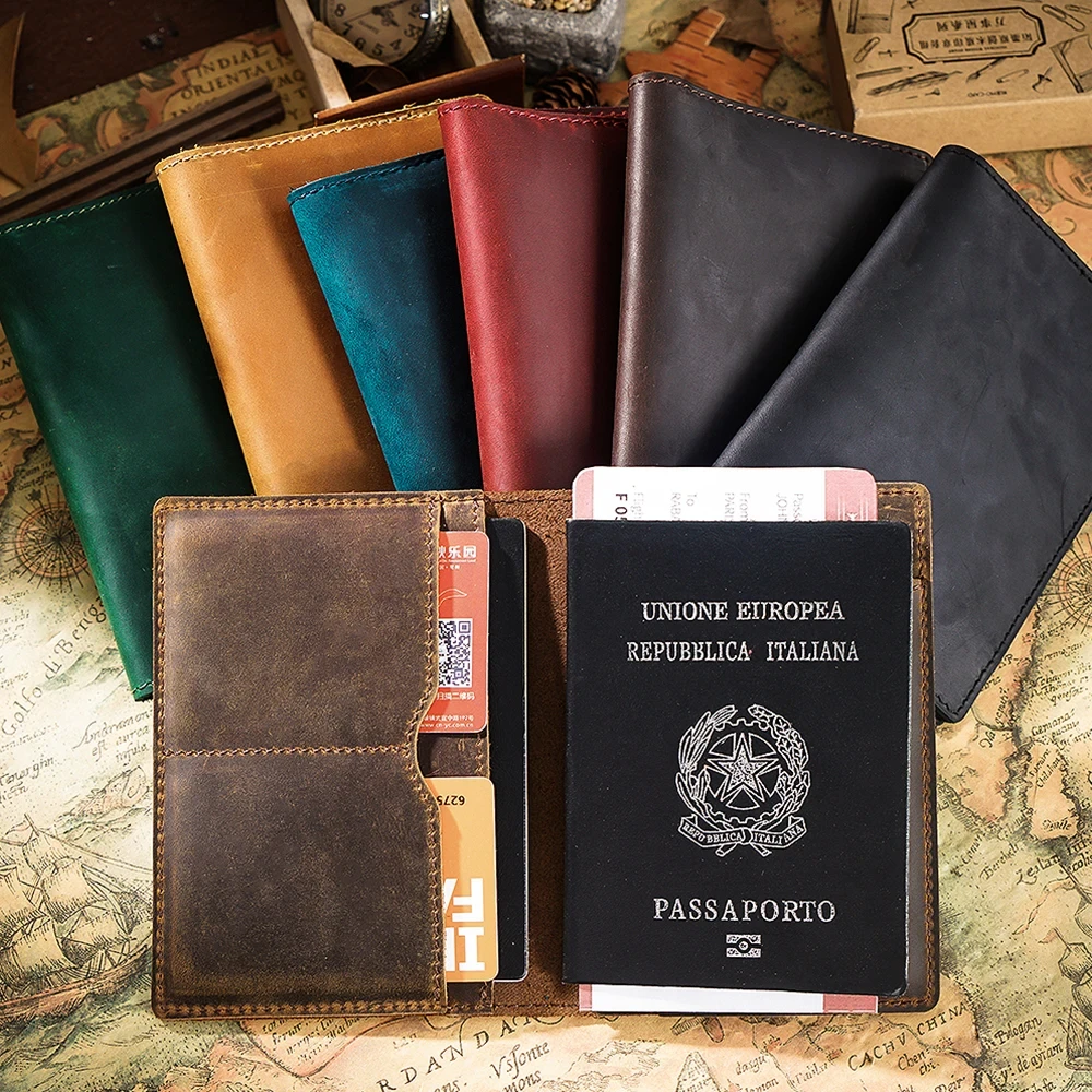 Aiguo Niu Handcrafted Top-Grain Leather Passport Holder & Travel Organizer - Premium Document Wallet for Boarding Passes, ID Car