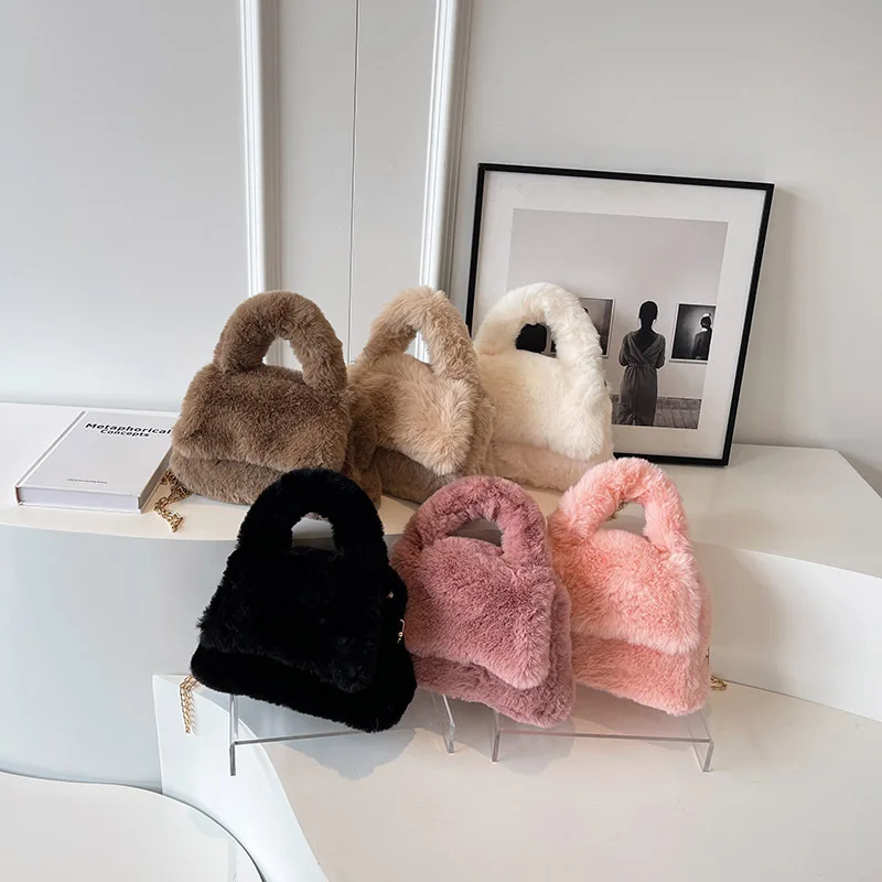 

Plu Buet Bag Women's Handbag Large Capaci Fluffy Korean Sle Square Bag Autumn Winter New Arrival High Quali