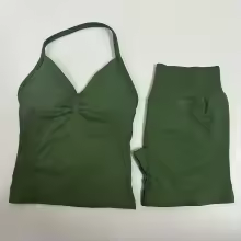 Impact Seamless Yoga Set Women 2Pcs Padded Halter Tank Top Scrunch Butt Lifting Gym Shorts Set Summer Sportswear Workout Clothes - AliExpress 