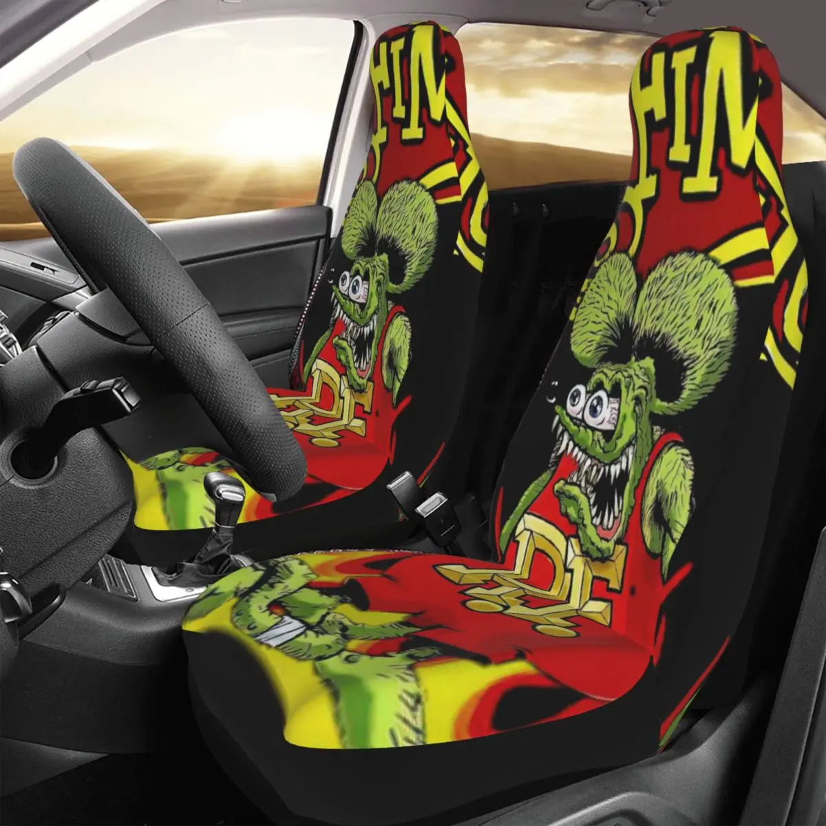 

The Rat Fink Car Seat Cover Custom Printing Universal Front Protector Accessories Cushion Set