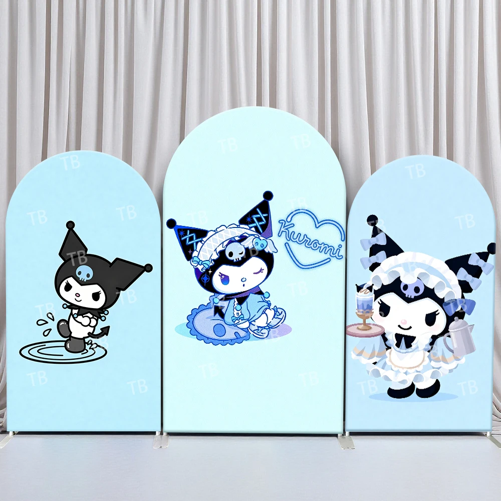 

Sanrio Kuromi Light Blue Cute Style Arch Backdrop Cover Fresh Festive Scene For Kids Birthday Baby Shower Photo Booth Decor