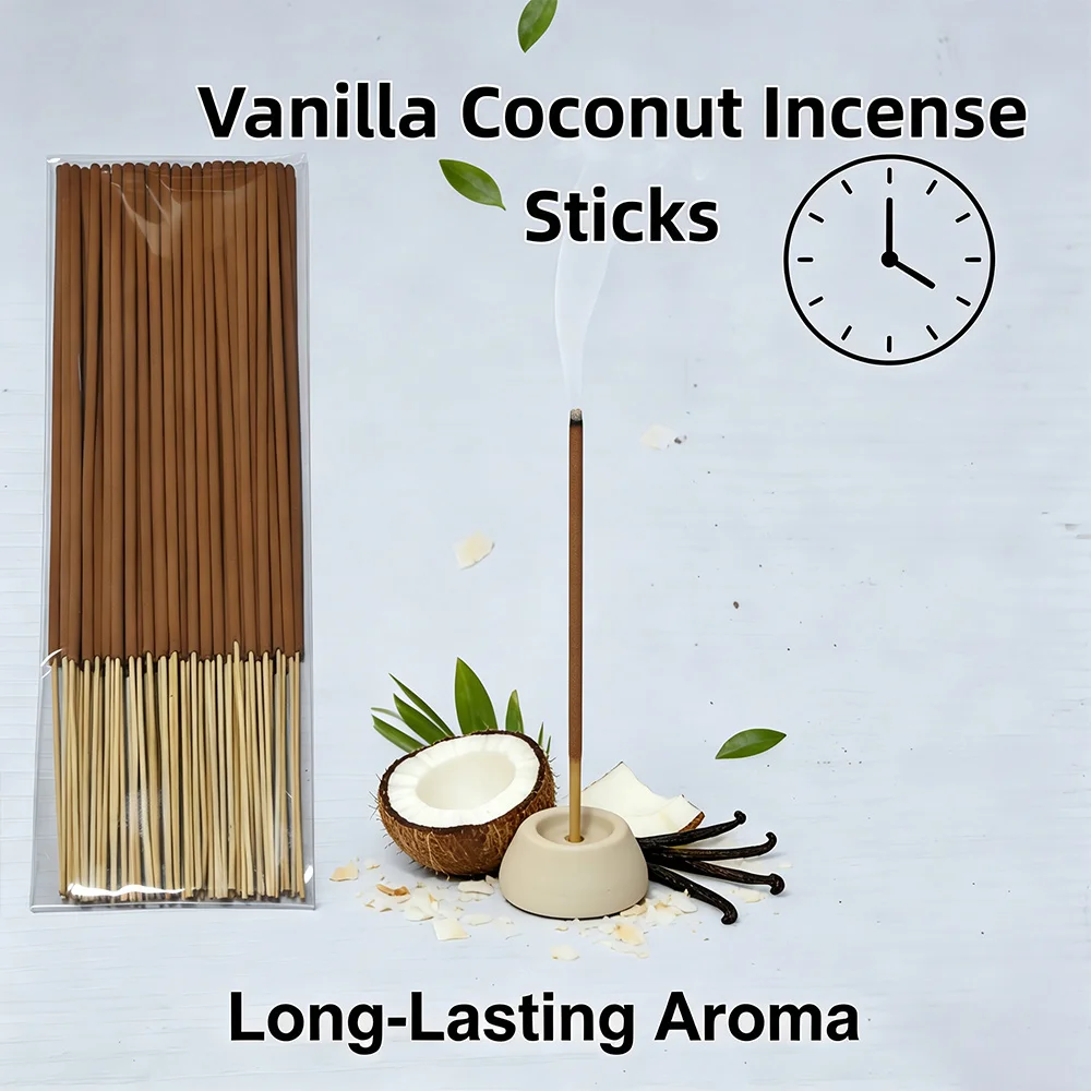 Vanille-Kokos-Aromatisierte Premium Natürliche Räucherstäbchen, 22cm Lang, Stark Duftende Handgemachte Bambus-Räucherstäbchen, Hergestellt nach Traditionellen Methoden, mit Reichem Aroma, Langanhaltender Duft, Geruchse – Detail 5
