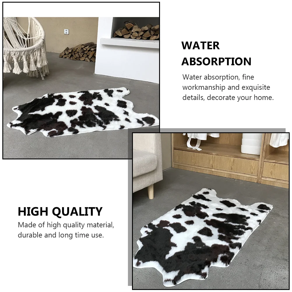 

1pc Cow Pattern Floor Mat Black White Absorbent Non-Slip Bathroom Doormat Machine Washable Cartoon Ground Mat For Living Room