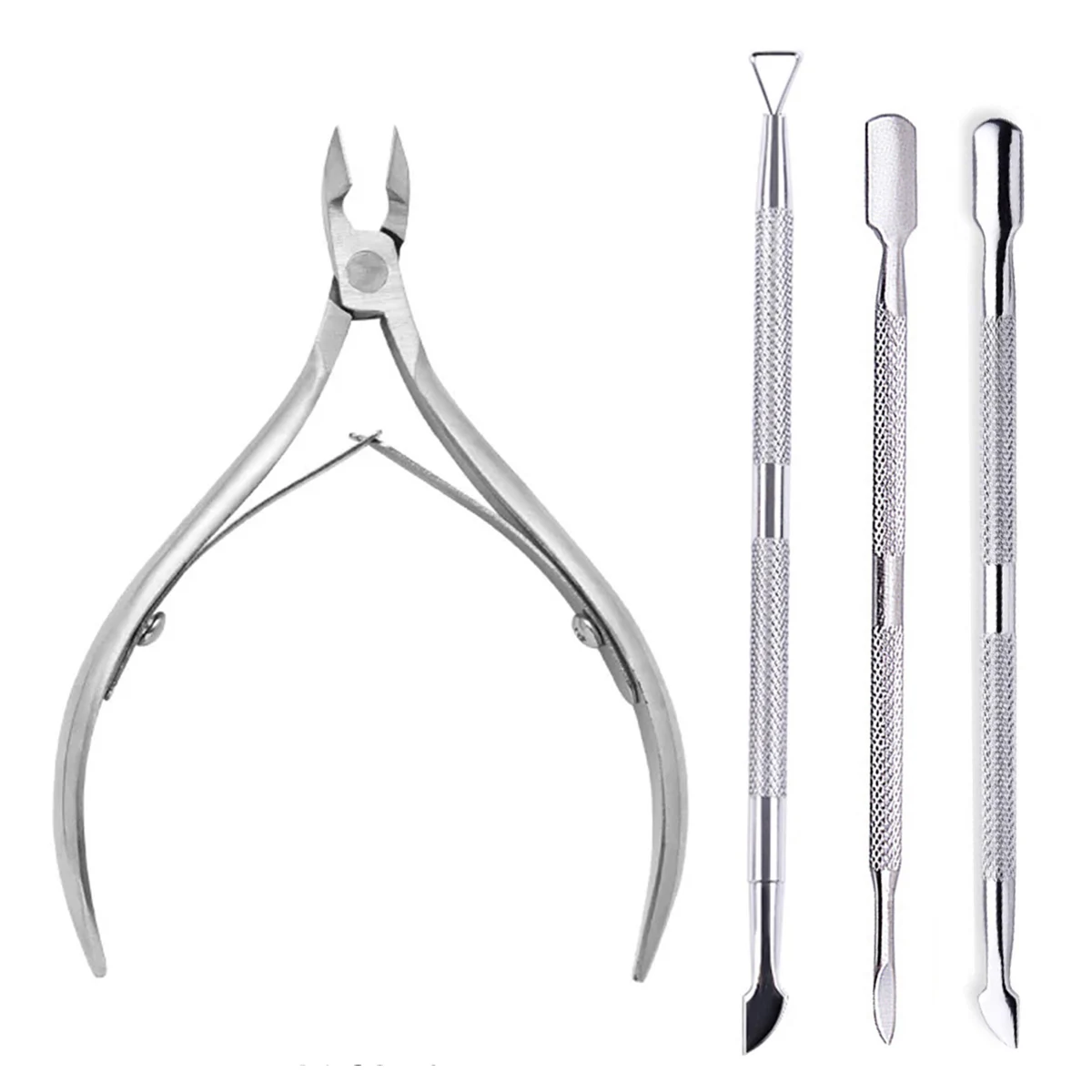 Coupe-ongles professionnel en acier inoxydable, ciseaux, pince multifonction, poussoir à cuticules, dissolvant, soins des ongles, Kits de manucure, 4 pièces/ensemble