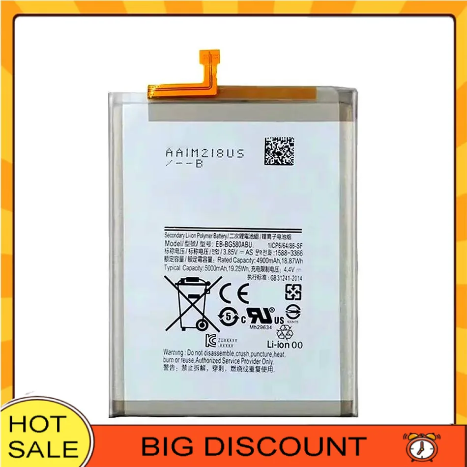 

EB-BG580ABU Аккумулятор мобильного телефона для Samsung Galaxy M20 M30 SM-M205F 5000 мАч, экологически чистый