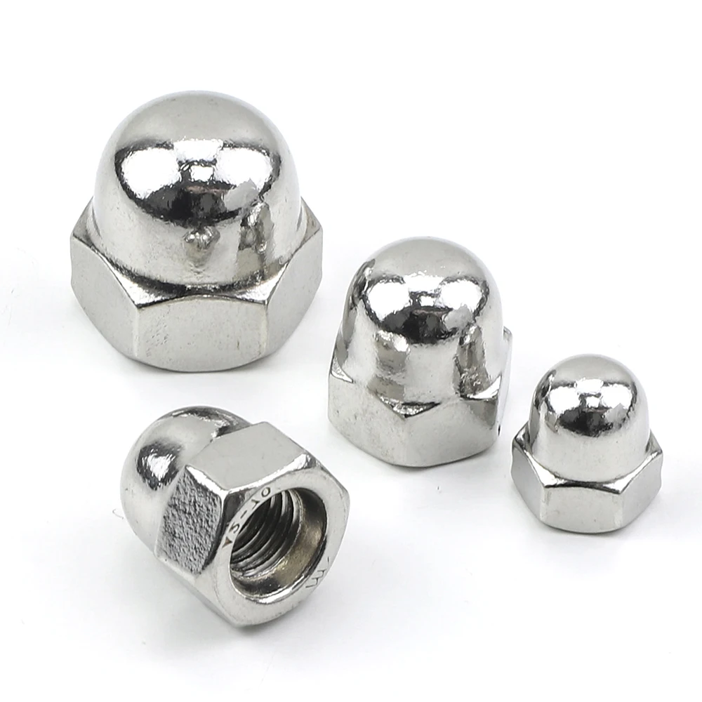 Left Hand Thread Hexagon Acorn Cap Nut 304 Stainless Steel M6 M8 M10 M12 M16 Reverse Rotate Cap Decorative Dome Cover Nut