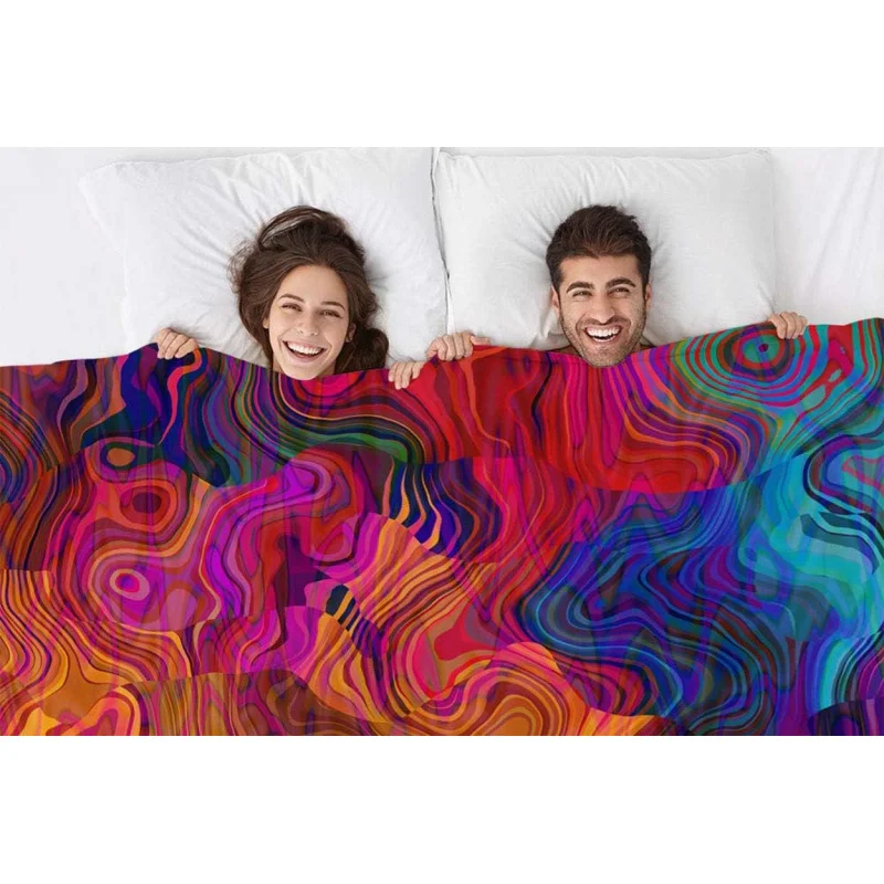 Colorful Chaos Wave Leisure New Fashion Blanket Rainbow Pattern Decoration Soft, Warm and Comfortable Flannel Sofa 50x60 inches