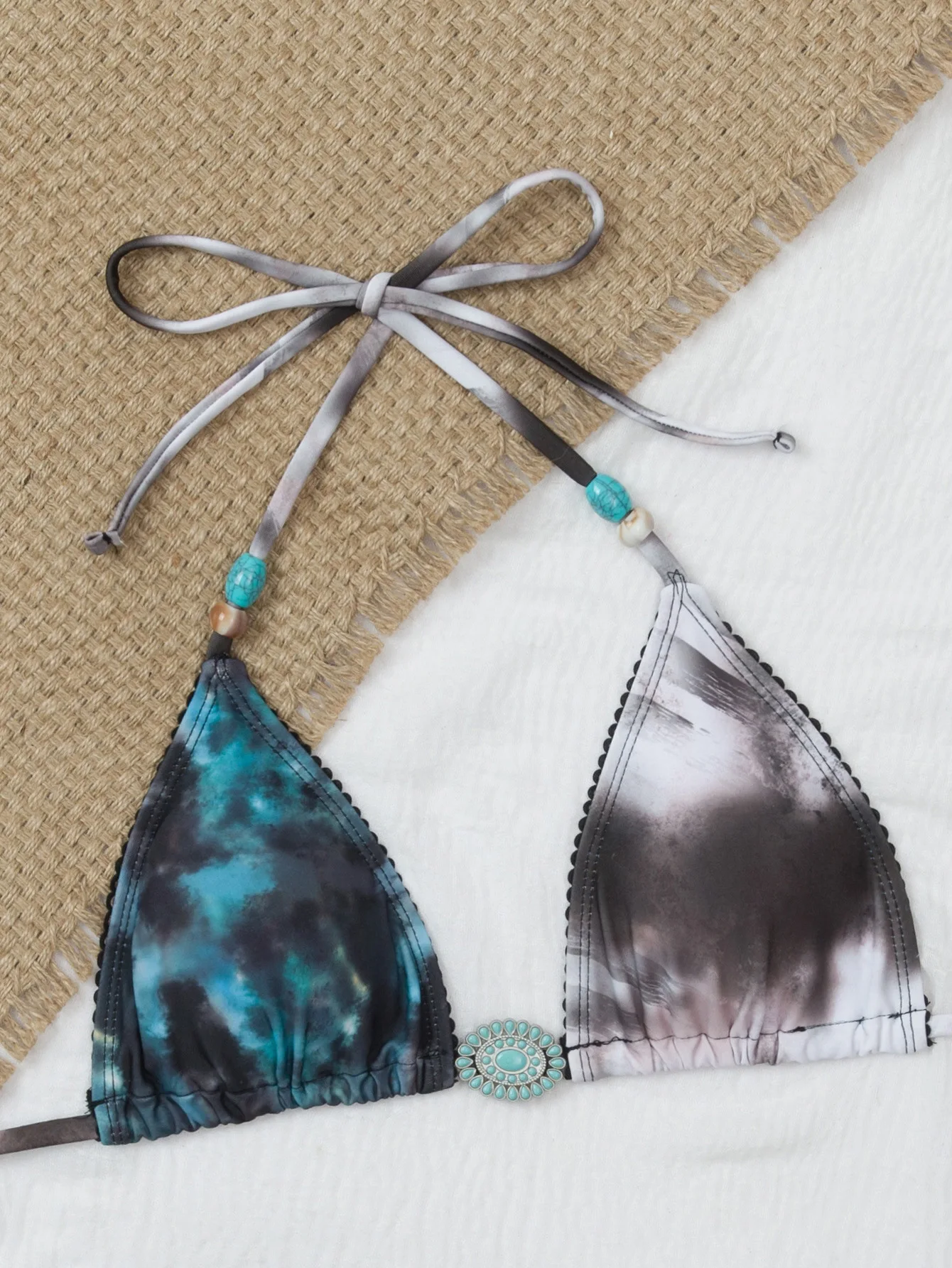 2026 여성용 섹시 마이크로 비키니 세트, 끈 비키니 수영복, 체인 디테일이 있는 프린트 디자인 비치웨어, 여름용