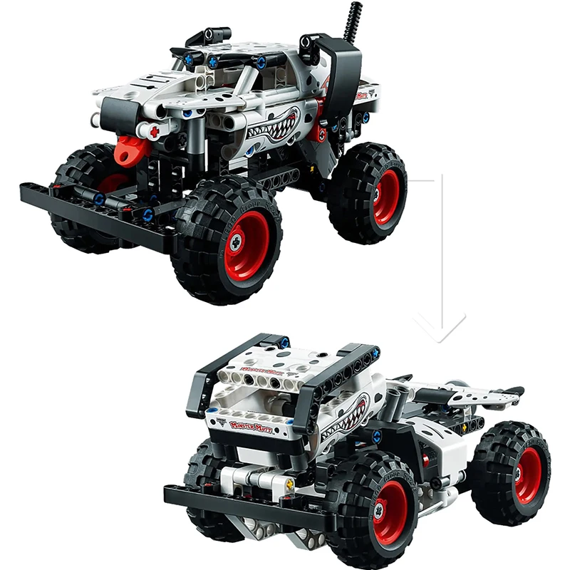 Technical Series Monster Off-Road Jam Megalodon Building Blocks 2in1 Sport Racing Pull Back Car Model Bricks Toys For Boys Gifts view 6