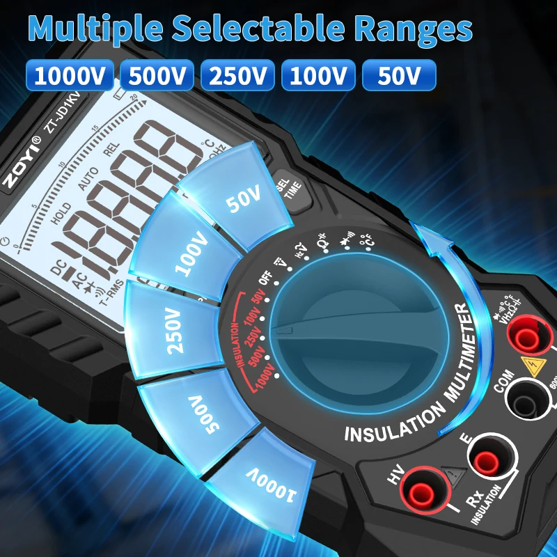 ZOYI JD1KV 2-in-1 Insulation Tester & Multimeter, 19999 Counts, 1000V, Tests Voltage/Capacitance/Resistance/Diodes/Temp