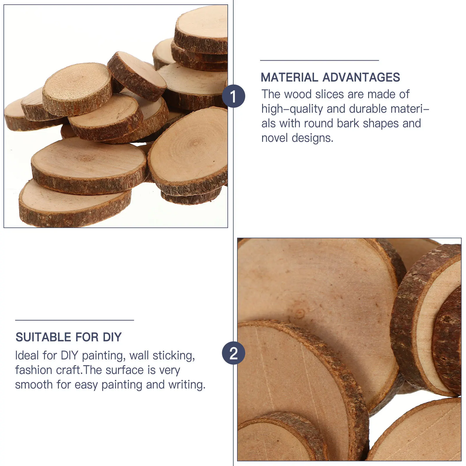 

1Set Wedding Decoration Wood Slices Round Bark Shape DIY Painting Photo Props Handmade Crafts Wood Slices Wooden Circles