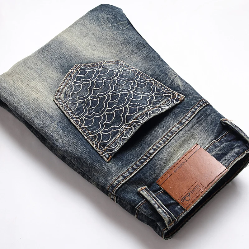 Ripped Jeans Men's Motorcycle Trendy Fashion Slim Fit 2024 Vintage Distressed Skinny Trousers High Street Pants