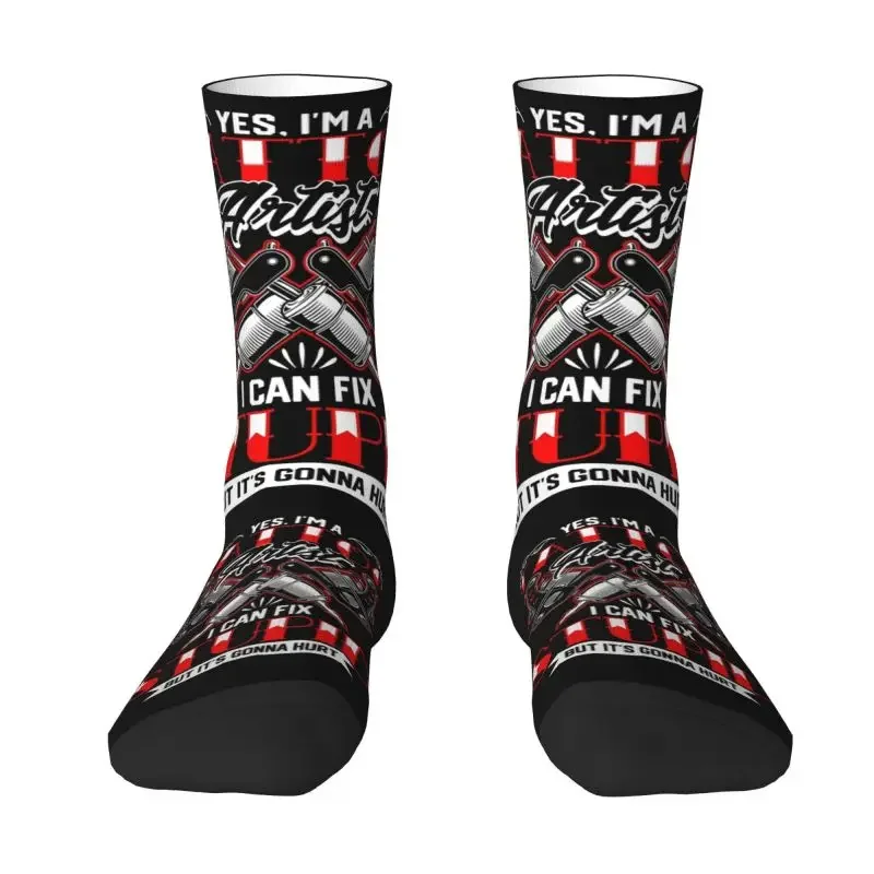 Cute Tattoo Artist Fix Stupid Hurt Tattooed Socks Women Male Men Breathable 3D Printing Tattooists Sports Basketball Socks