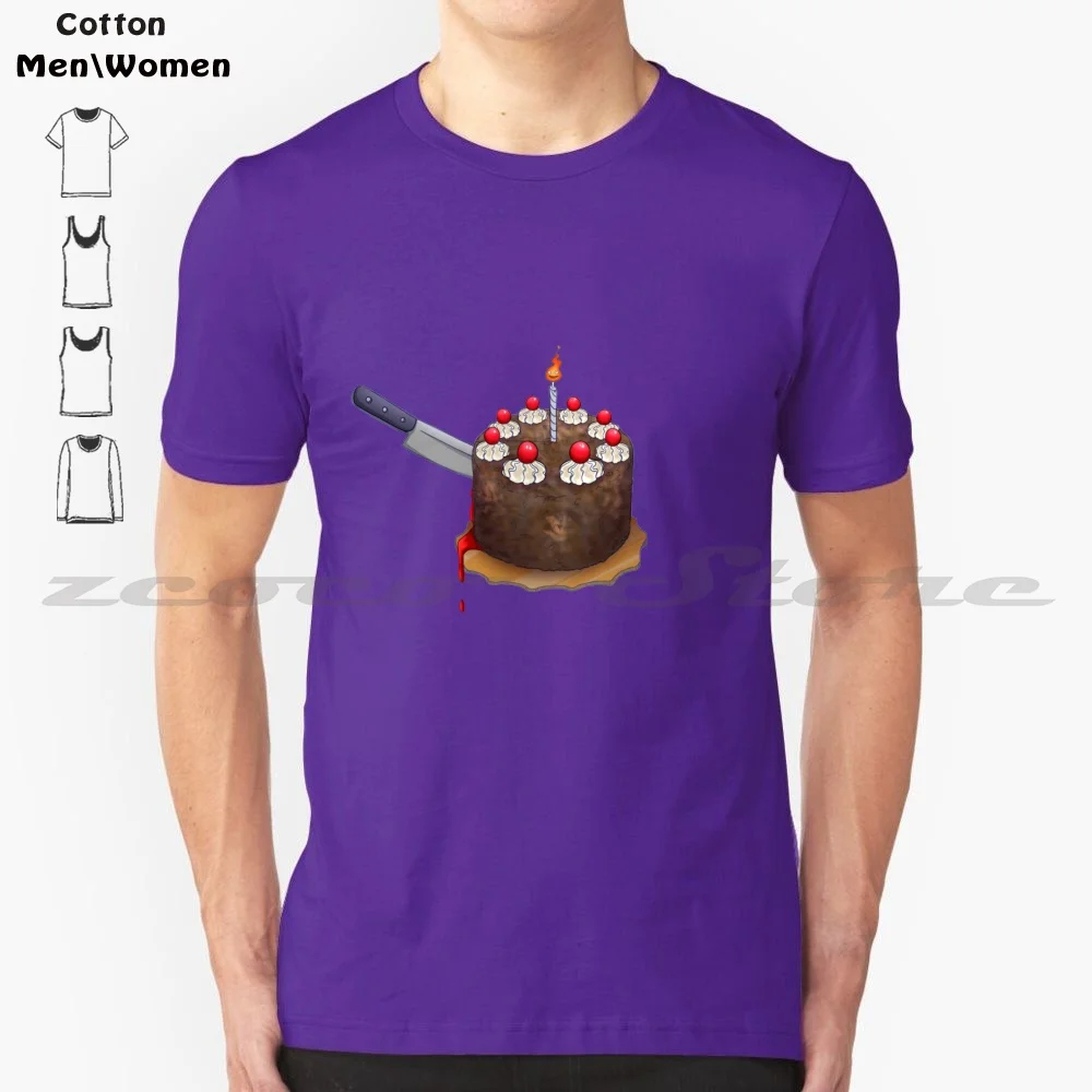 The Cake Is Real T-Shirt 100% Cotton Comfortable High-Quality Portal Calcifer Knife Fire Candle Birthday Cake Is A Lie The Cake