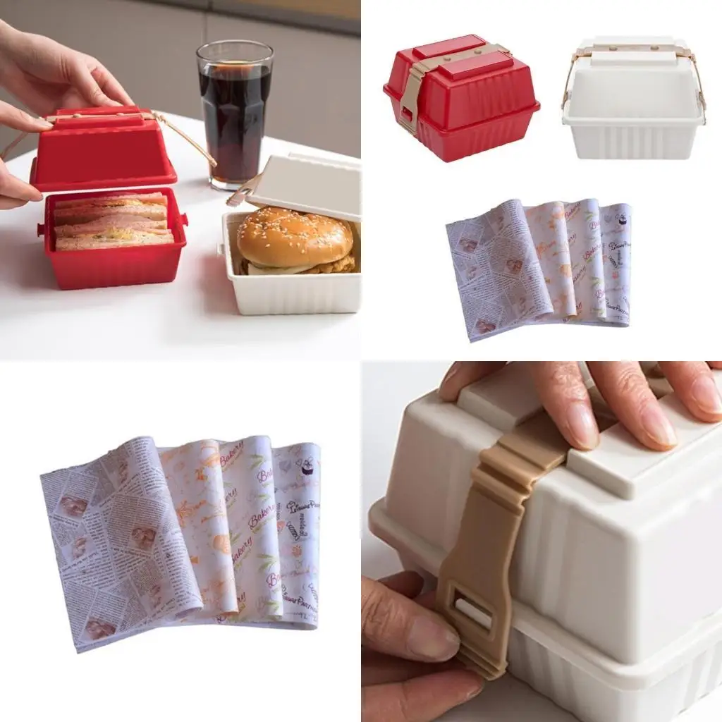 

G6KF Hamburger Sandwich Box Portable Lunch Bento Box for School Office Students Adults Keep for Fresh Containers with Lid