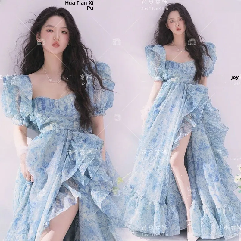 

Sweet Retro Spring Flower Girl Photography Costume Studio Messy Floral Young Women's Traditional Chinese Stage Performance Ou...