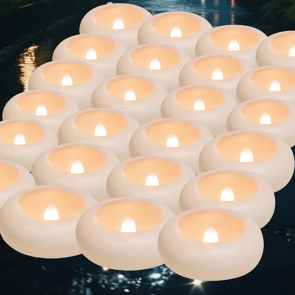

6/12/24Pcs Flameless Floating Candles Waterproof LED Tealights Battery Operated Floating Candle for Valentine Wedding Pool Decor