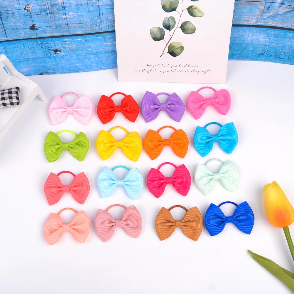 Wholesale 2\'\' Grosgrain Ribbon Solid Color Bows Elastic Hair Band For Kids Girls Candy Color Kids Bows Headwear Hair Accessories