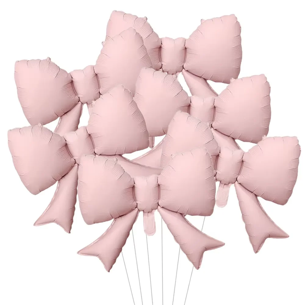 6pcs Baby Pink Bow Balloon Bow Tie Pink Balloon Mini Bow Balloon Wedding Bride Shower Girl Gift Balloon Decoration