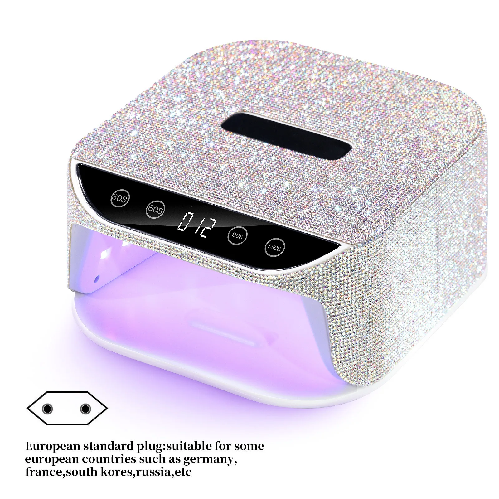 New Nail Lamp with Rhinestones Quick Drying LCD Touch Curing All Gel Manicure with Handle Cordless Nail UV LED Lamp