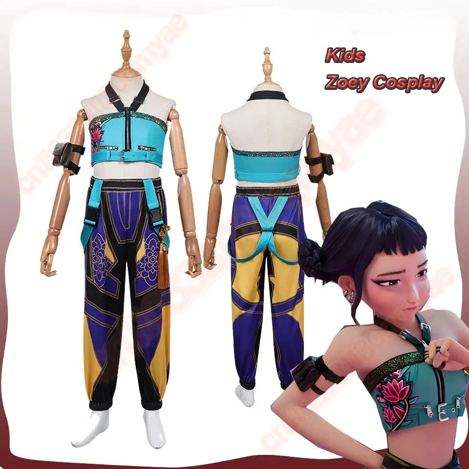 

Детский карнавальный костюм Зои для девочек, 2025 год, демон, мультяшные охотники, маскировка, топ, брюки, наряды, карнавальный костюм на Хэллоуин