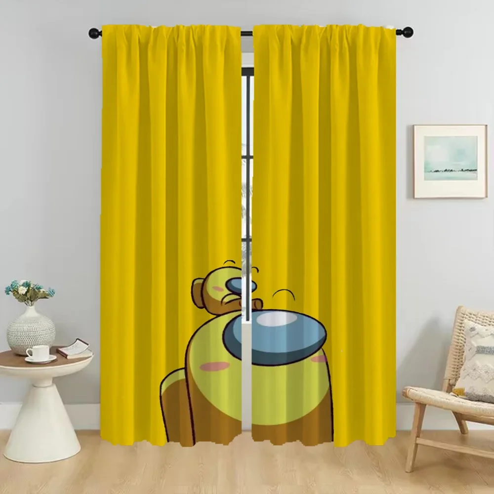 Anti-mosquito Curtains for Camera Amongs Us Home Interior Curtains 2 Pieces Window Curtain Partition Living Room Curtain Shades