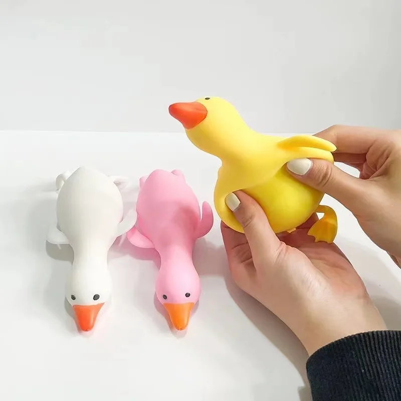 Cute Squeezing Pinch Toys Anti-Stress Sensory Yellow Duck White Goose Fingertip Toys Stress Relief Funny Kids Toys Kawaii Gifts