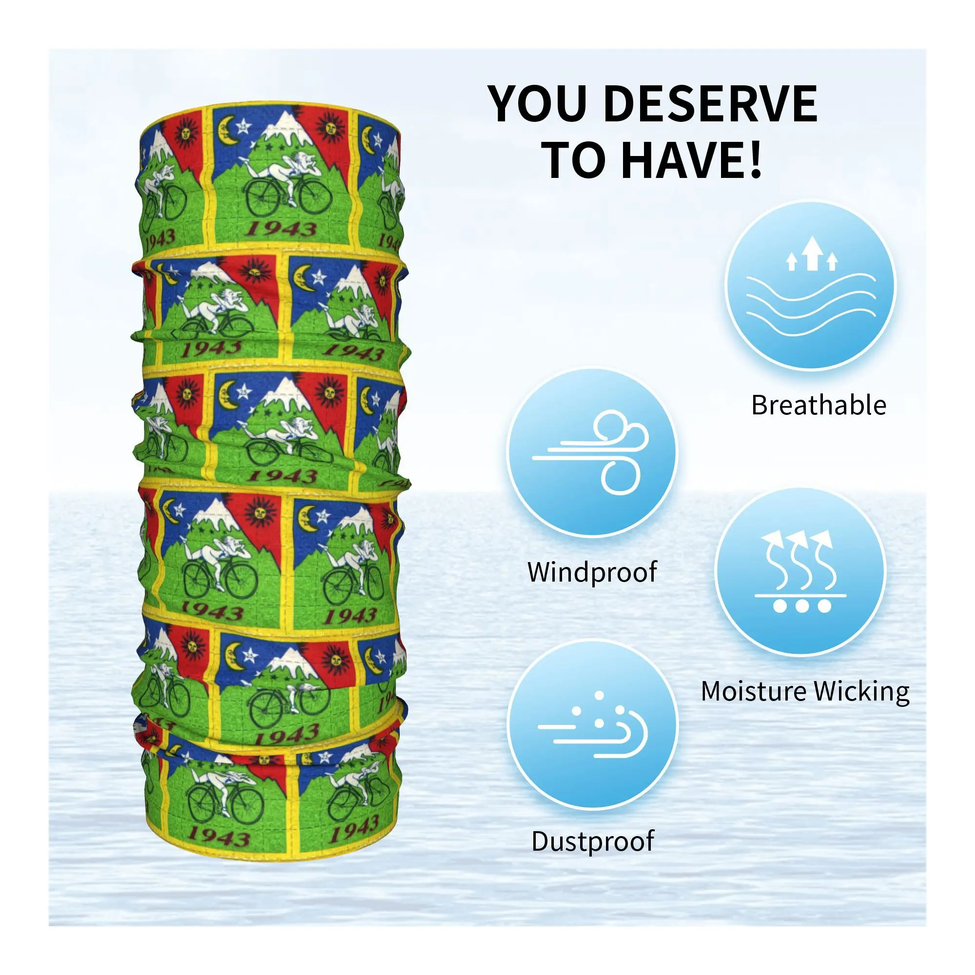 يوم الدراجة Lsd نشاف الفن تبويب باندانا غطاء الرقبة قناع مطبوع وشاح متعدد الوظائف أغطية الرأس الرياضة في الهواء الطلق