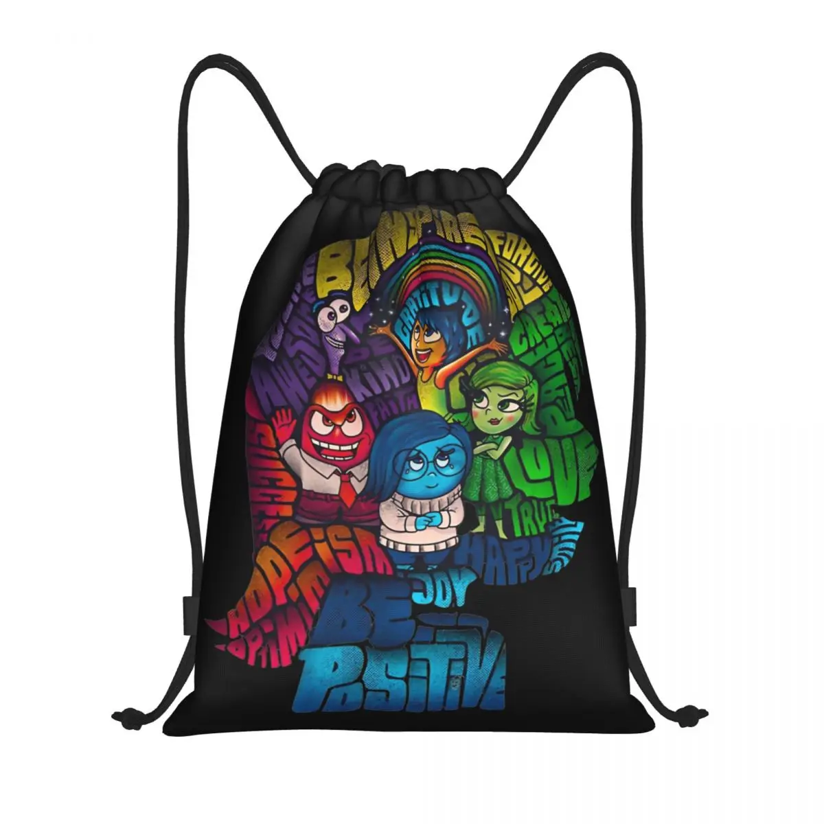 Inside Out Emotions Sadness Anxiety Drawstring Backpack Sports Gym Bag Cartoon String Sackpack for Exercise