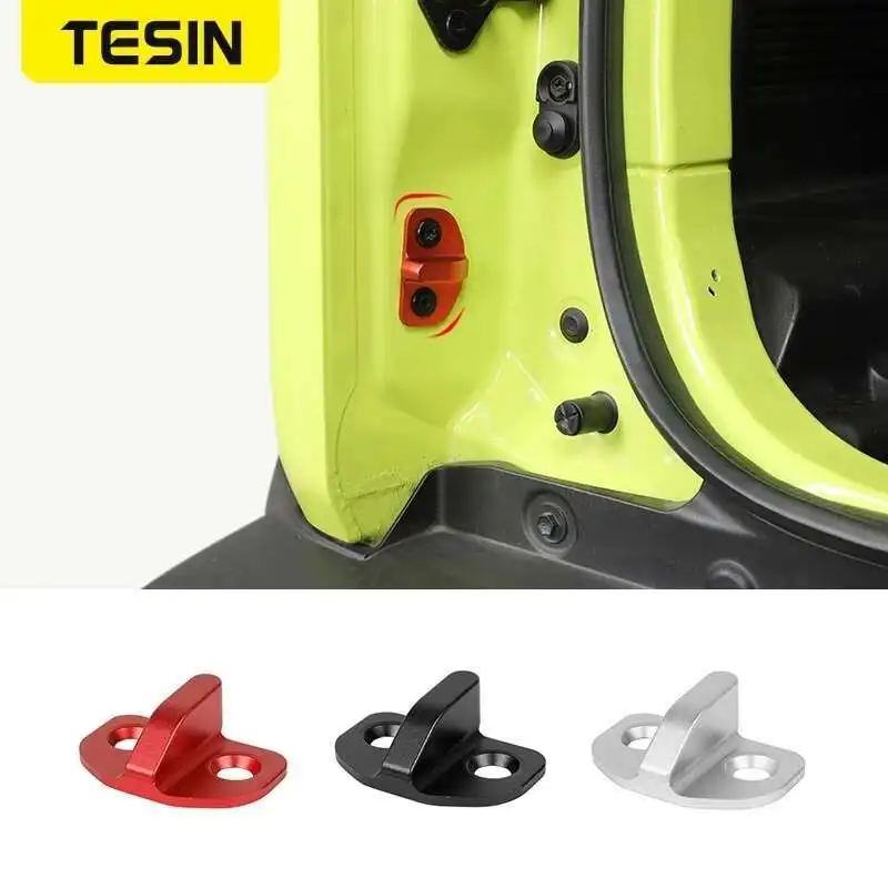 TESIN для Suzuki Jimny 2019 2020 2020 2022, ограничитель двери багажника, защелка, стоп-бампер, аксессуары для салона автомобиля, металл, серебристый, черный TESIN для Suzuki Jimny 2019 2020 2020 2022, ограничитель двери багажника, защелка, стоп-бампер, аксессуары для салона автомобиля, металл, серебристый, черный
