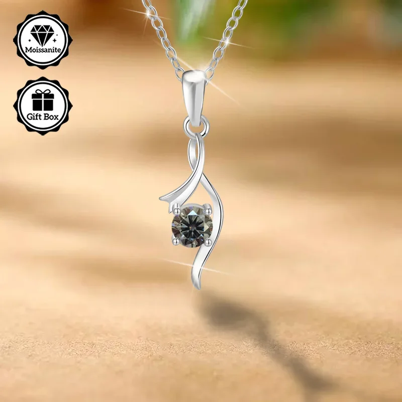 LAMVOICE Weihnachtsgeschenk-Schmuck für Frauen Hochwertiger Schmuck Hypoallergene Halskette 0,5 Karat Moissanit-Halskette für Damen