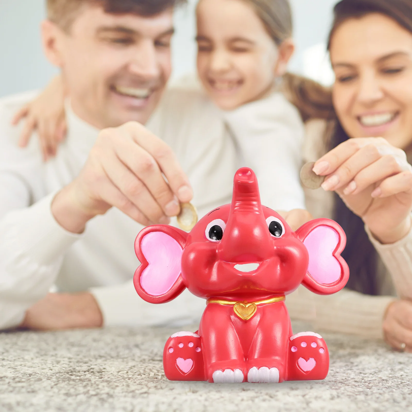 الفيل شكل الكرتون أصبع البنك شاتيربروف آمنة عملة حامل الاطفال توفير المال جرة سطح المكتب ديكور حصالة على شكل حيوان آمنة #3