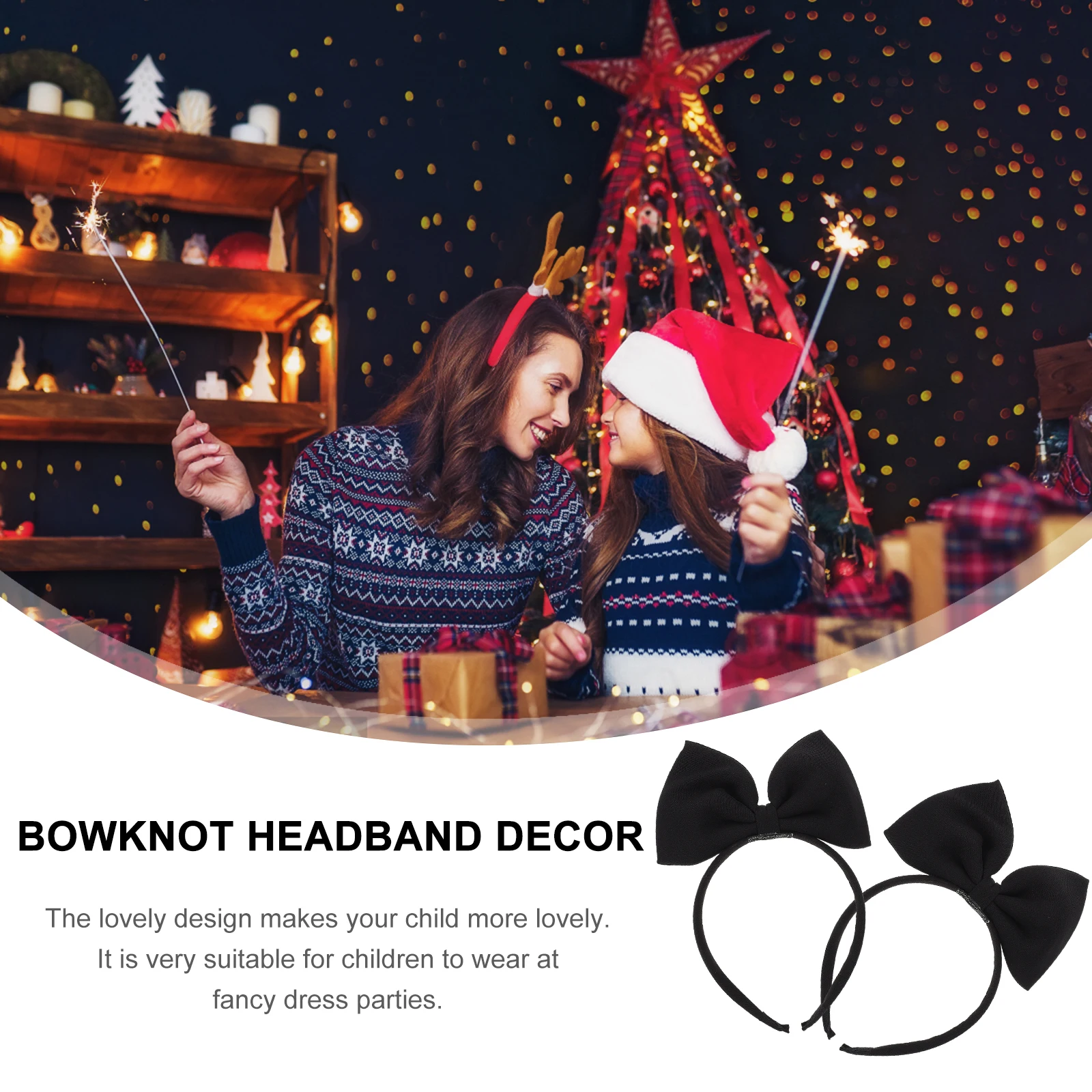 

2Pcs Children Hair Accessories Lovely Bowknot Headb Kids Party Hair Decor Durable Safe Comfortable Role Playing Theme