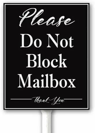 Do Not Block Mailbox Yard Sign with Stake, No Parking Sign for Driveway Path Road Street, Lawn Yard Garden Decor, 8x12 IN S sign