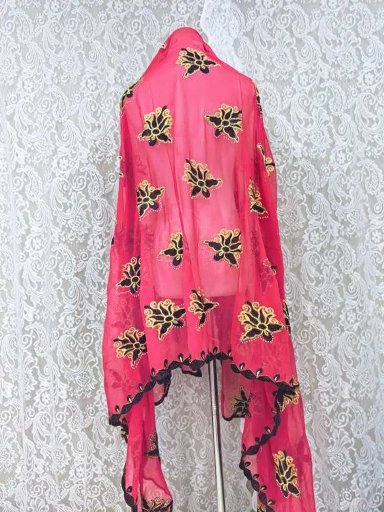 Schal Muslimische Afrikanische Tücher Chiffon Gute Qualität 2026 Neueste Afrikanische Muslimische Islamische Hijab Dubai Stickerei Schal Kashkha Dubai – Detail 15