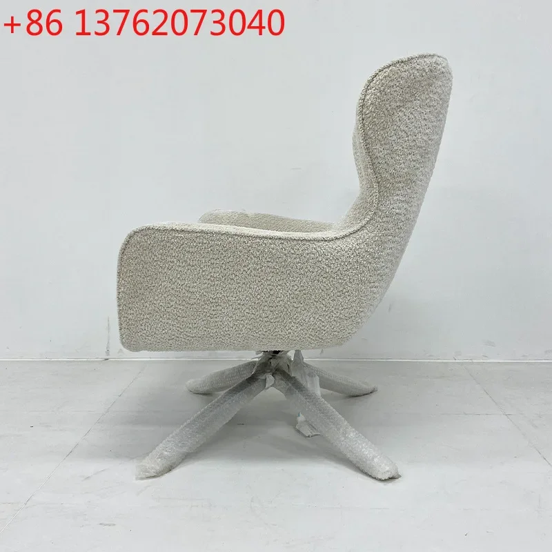 Sillón individual nórdico sencillo para dormitorio o sala de estar, color crema, con respaldo, para maquillaje y ocio.