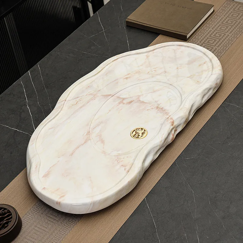 ^Marble Drip Tea Tray Valet Serving Decorative Ceramic Drainage Decorative Tea Tray Hospitality Office Bandejas Home Products