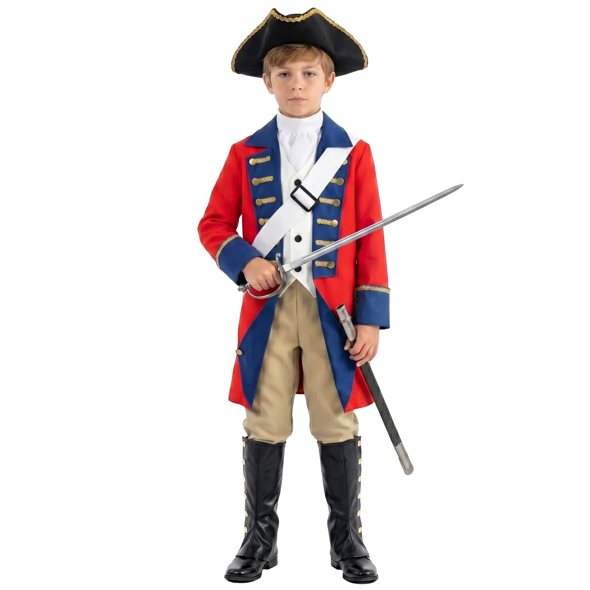 Colonial Revolutionary War Soldier Costume Stage Performance Medieval Knight Fancy Dress Up Halloween Cosplay Outfits